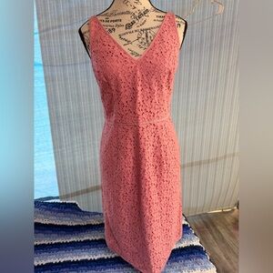 Ann Taylor Coral Pink Lace Midi Dress